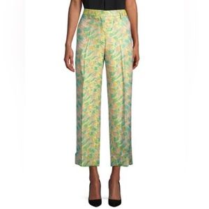 Dries Van Noten Green Gold Brocade Trousers High-waisted Cropped Size US 6 EU 38